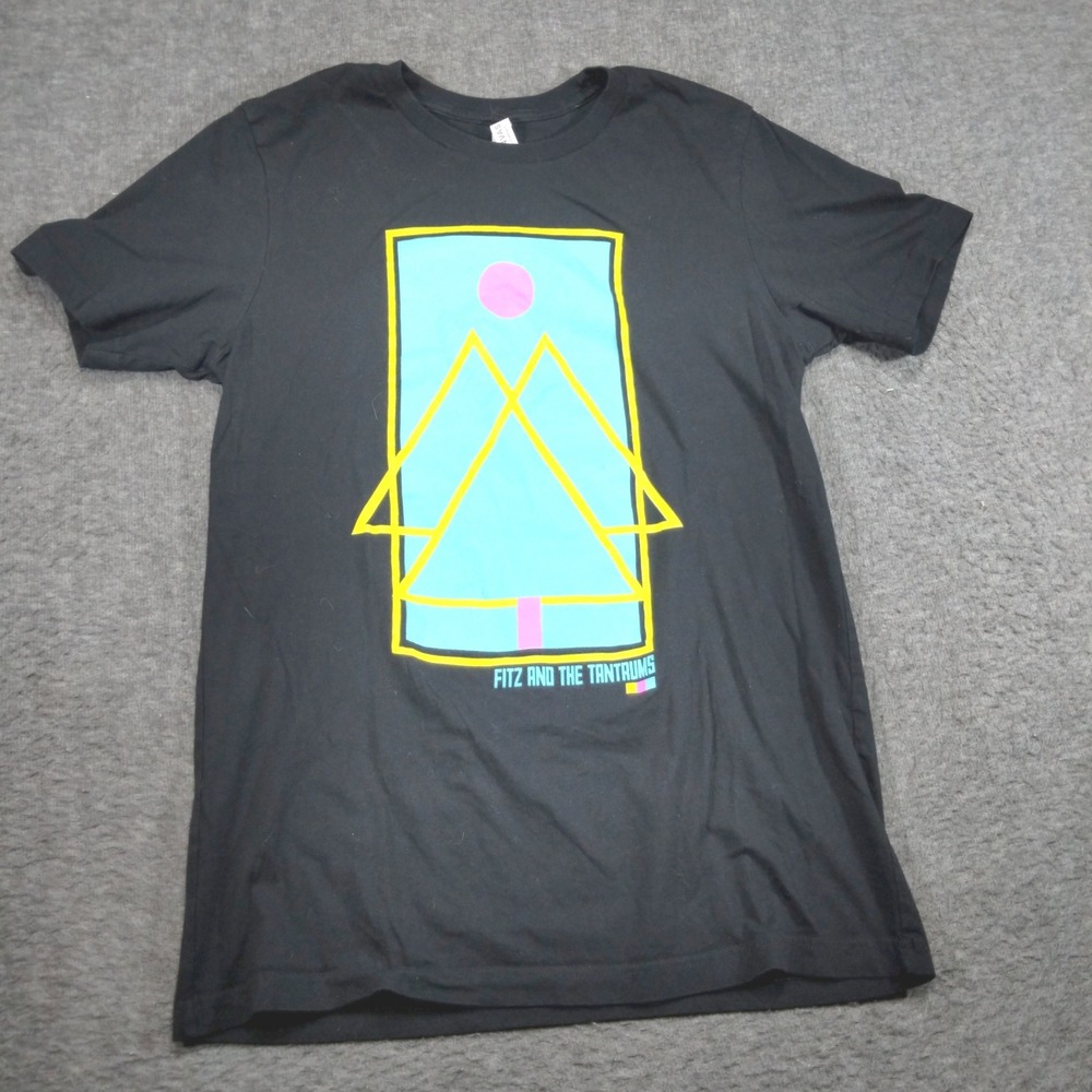 Fitz and the Tantrums Graphic Tee Mens Large Black Neon Geometric Band Shirt